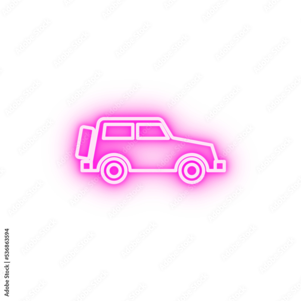 car for travel neon icon