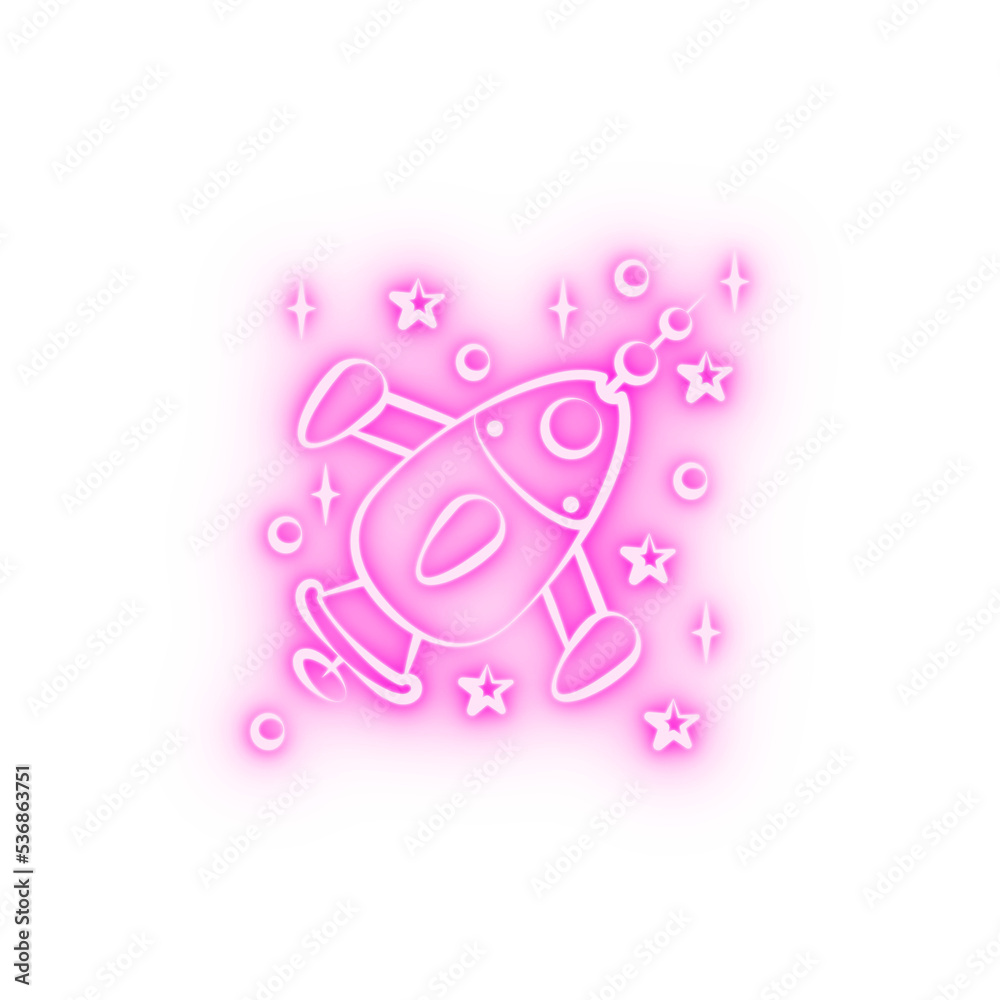 Obraz premium Spaceship neon icon