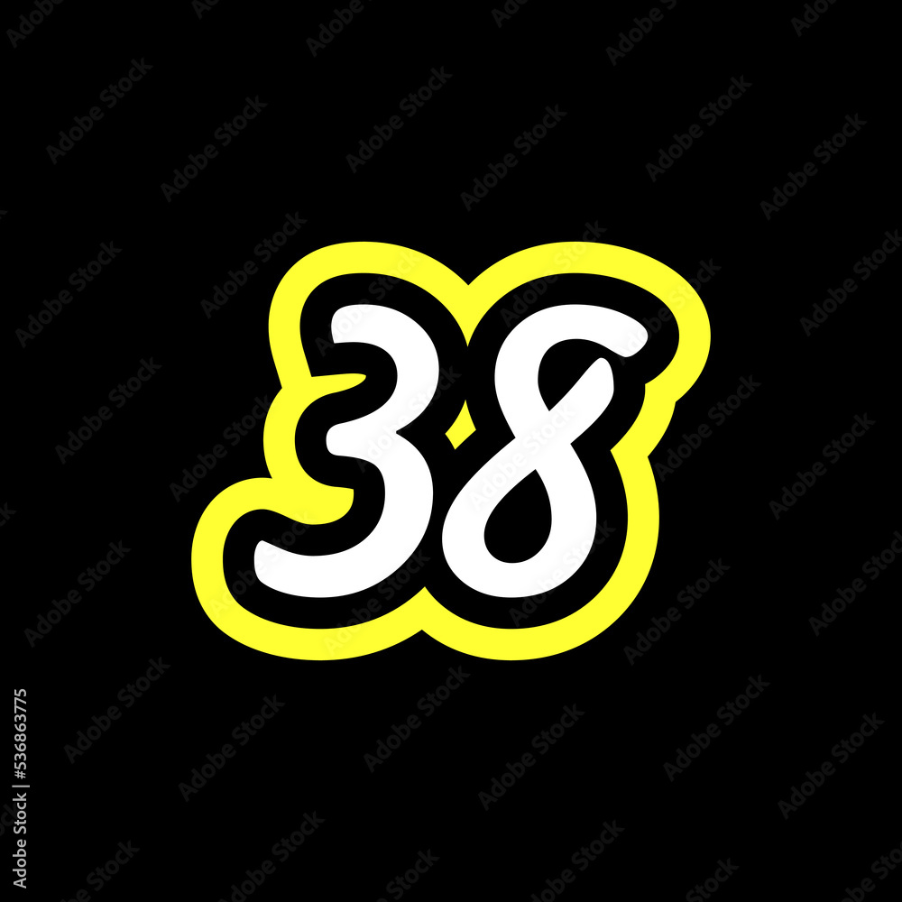 Simple Number 38 With Typography Logo Simple Number 38 With Typography Logo