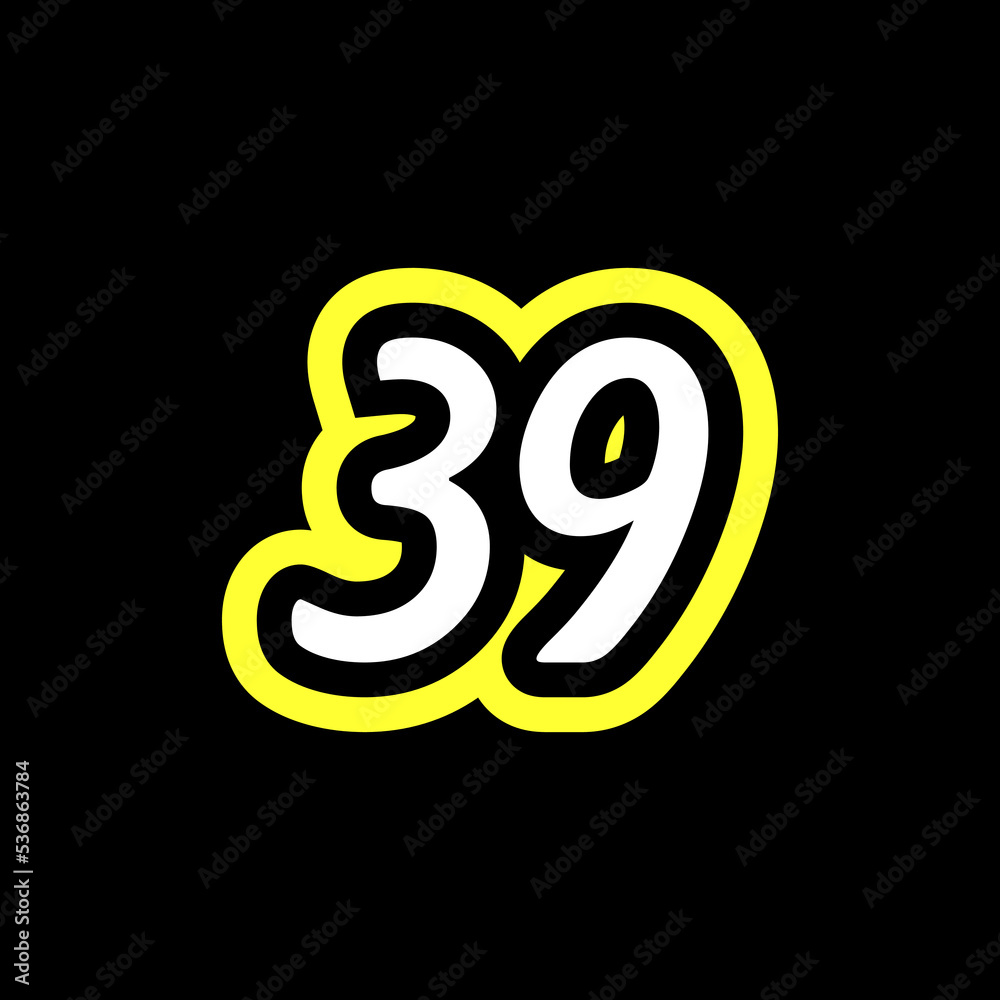 Simple Number 39 With Typography Logo Simple Number 39 With Typography Logo