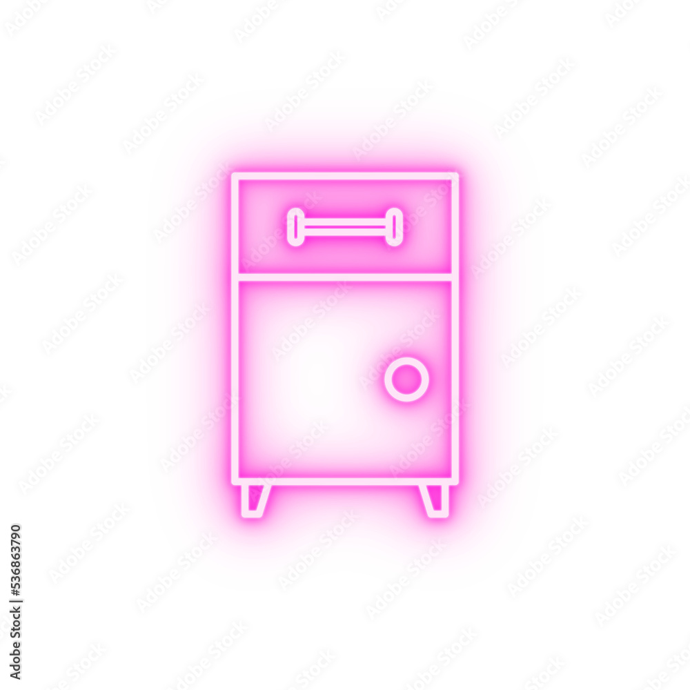 Workplace file cabinet neon icon Workplace file cabinet neon icon