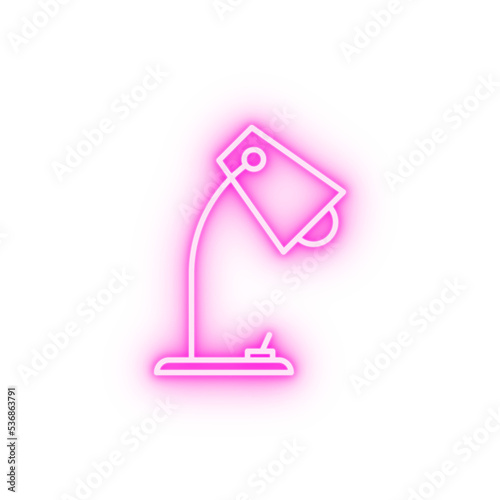 Workplace desk lamp neon icon