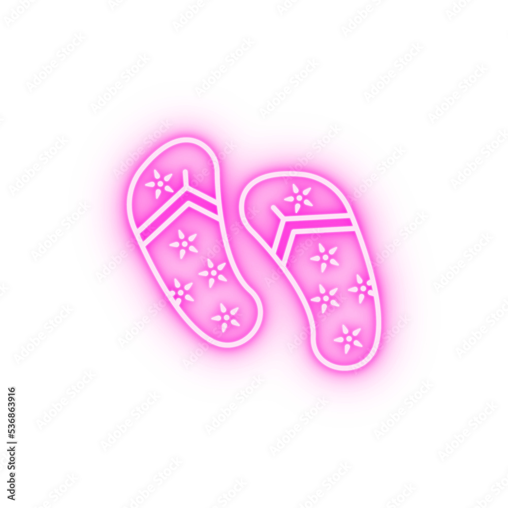 Fototapeta premium Flip flop travel neon icon