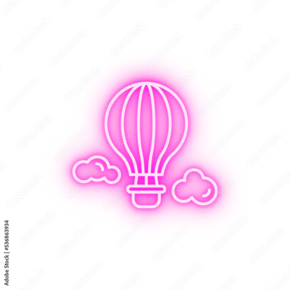 Hot air balloon travel neon icon Hot air balloon travel neon icon