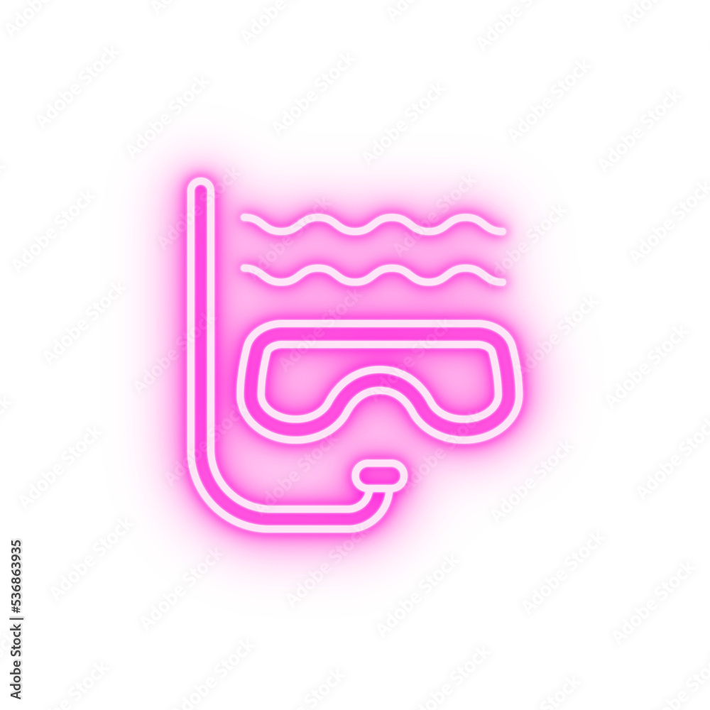 Snorkeling glasses travel neon icon Snorkeling glasses travel neon icon