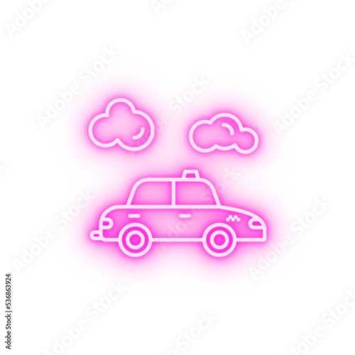 Car taxi travel neon icon