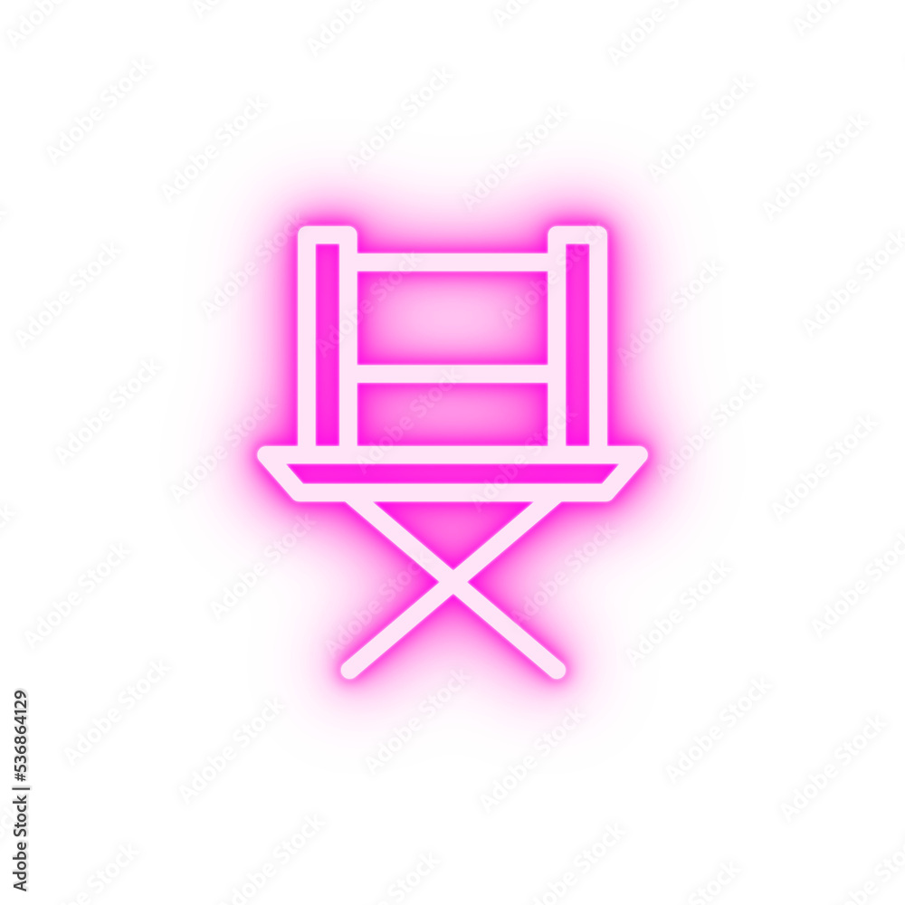 Director chair theatre neon icon Director chair theatre neon icon