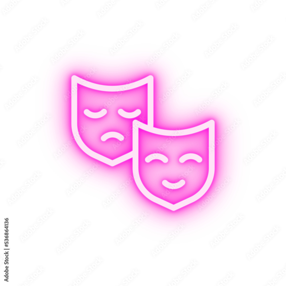 Theatre Masks neon icon Theatre Masks neon icon