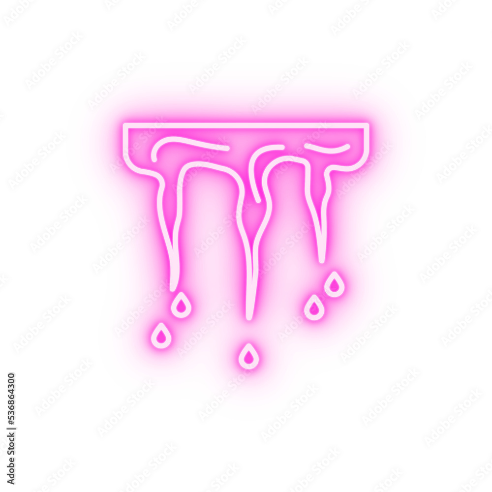 Ice melting neon icon Ice melting neon icon