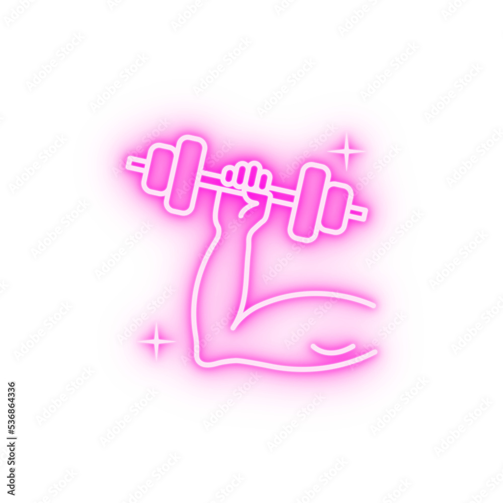 Dumbbell hand neon icon