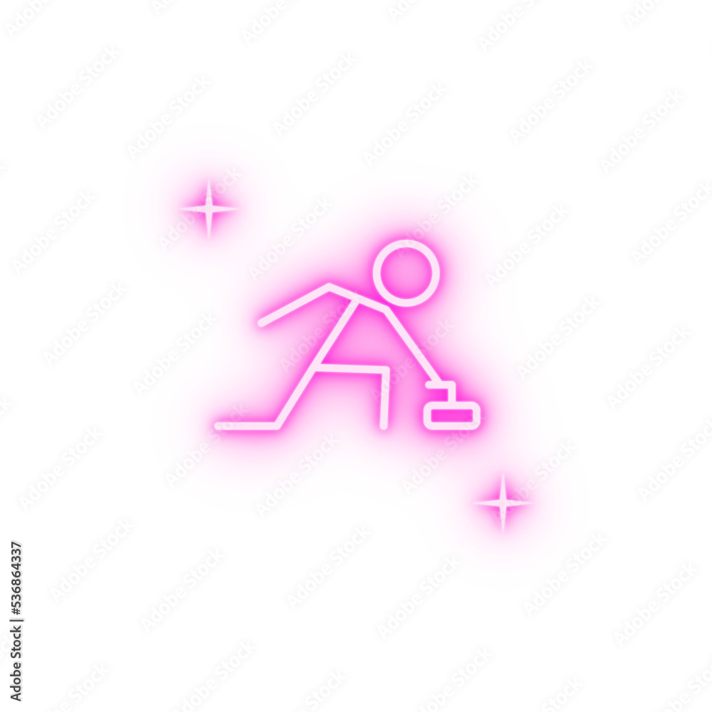 Curling sport neon icon Curling sport neon icon