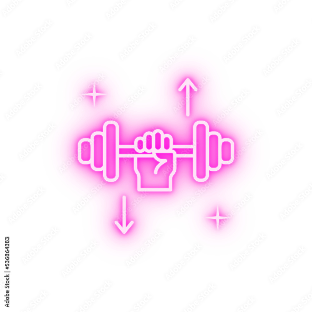Dumbbell hand neon icon Dumbbell hand neon icon