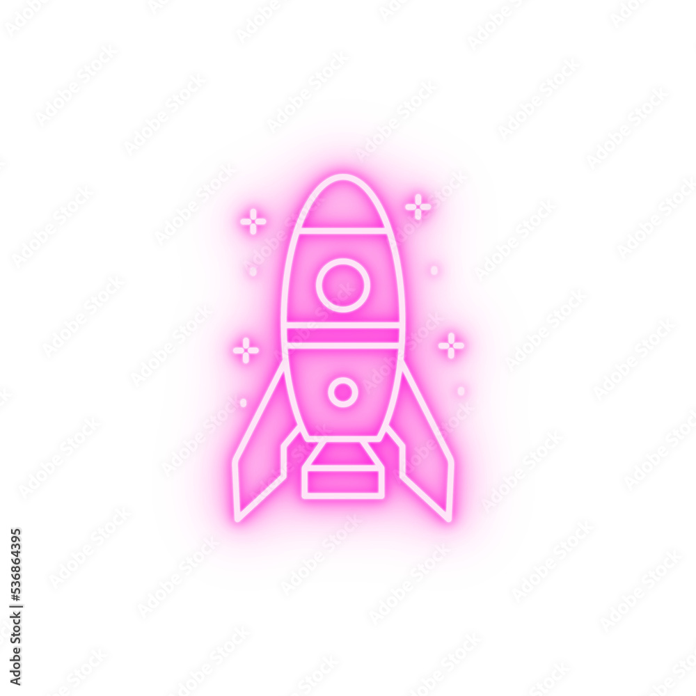 Spaceship neon icon Spaceship neon icon