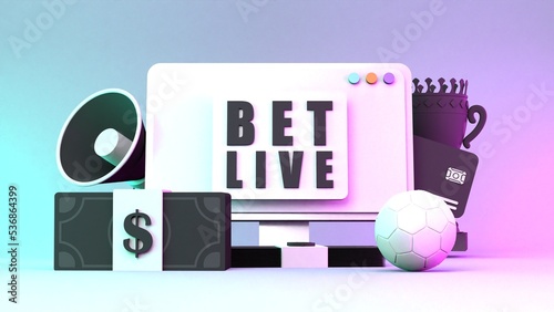 Betting banner. Sports betting. 3d render illustration.
