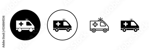 Ambulance icon vector. ambulance truck sign and symbol. ambulance car