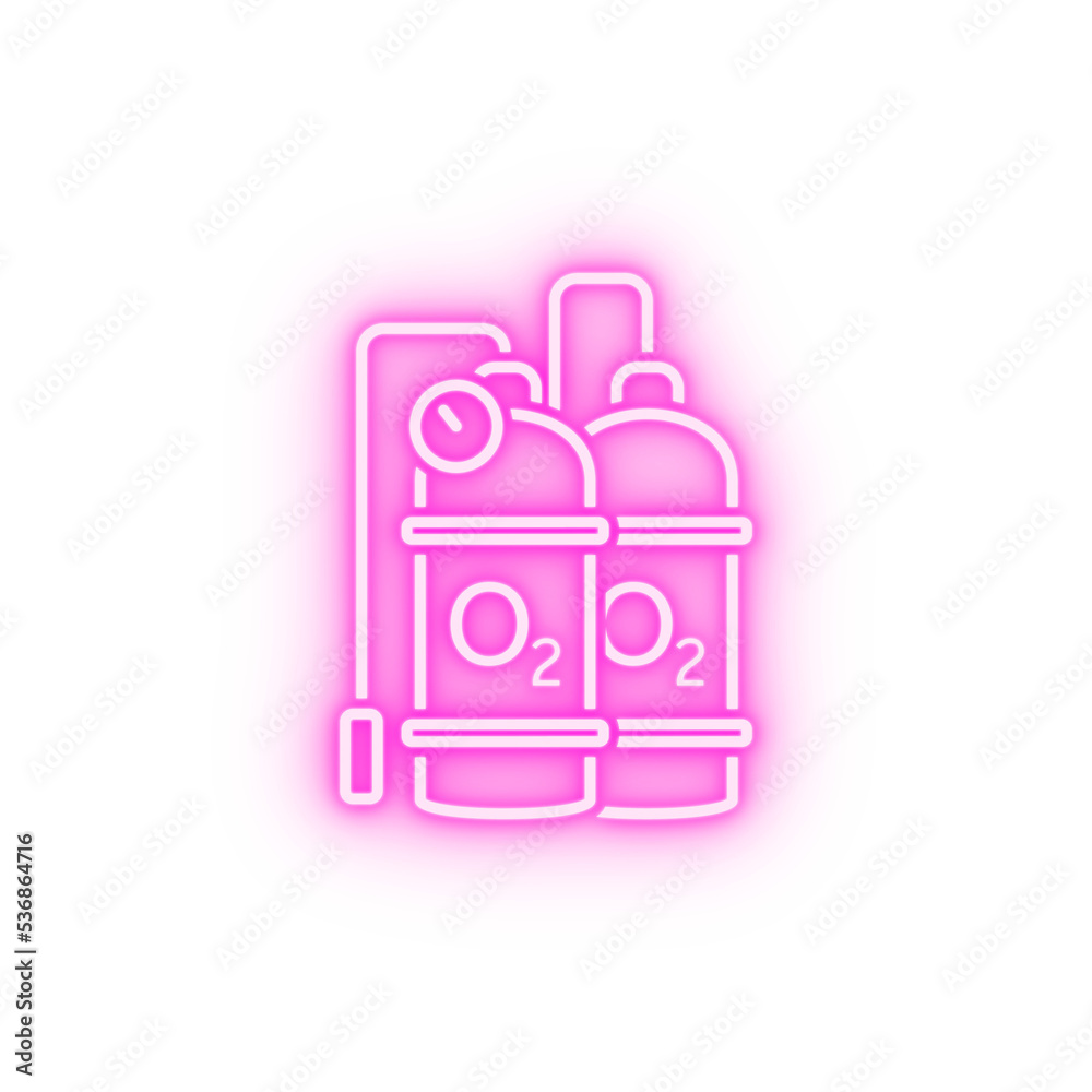 oxygen diving cylinder neon icon