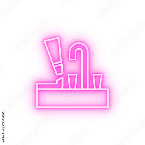 Plumber caulk join water drop neon icon