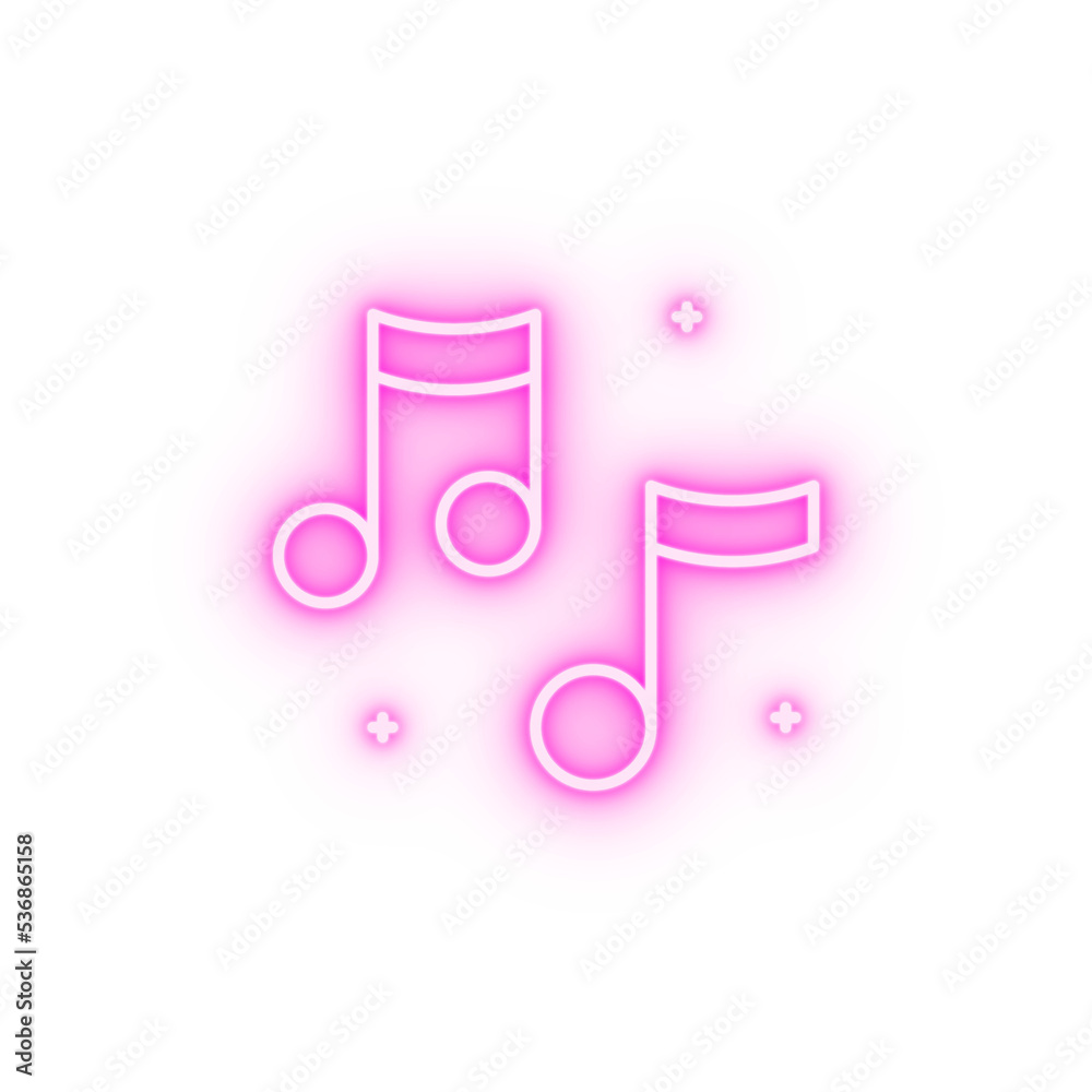 Music note neon icon Music note neon icon