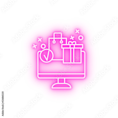 Browser shopping bag shop monitor neon icon