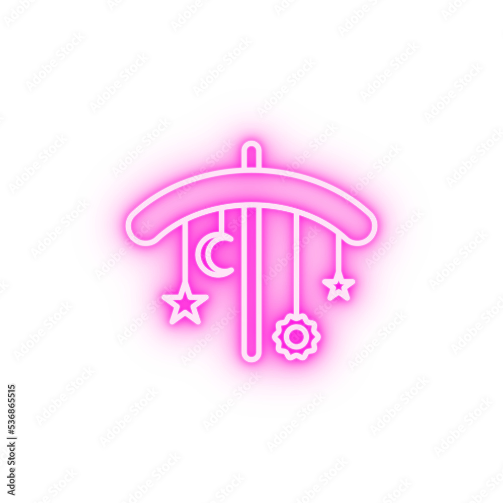 Baby mobile bed toys neon icon Baby mobile bed toys neon icon