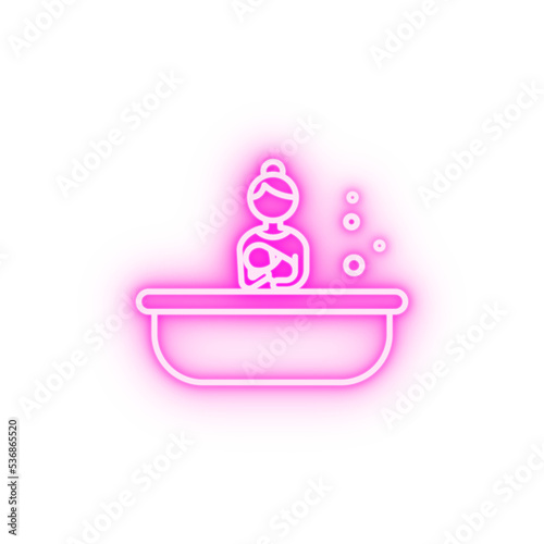 Bath mother baby neon icon
