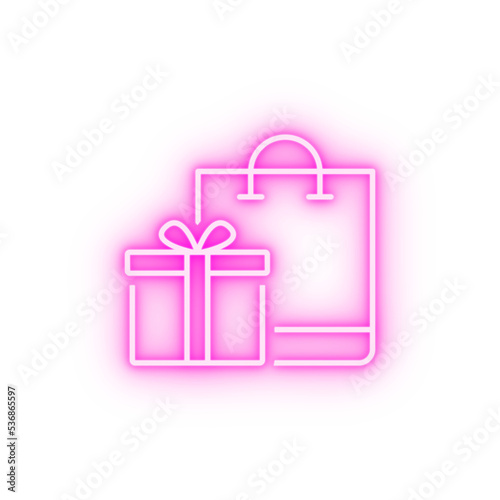 gift shopping neon icon