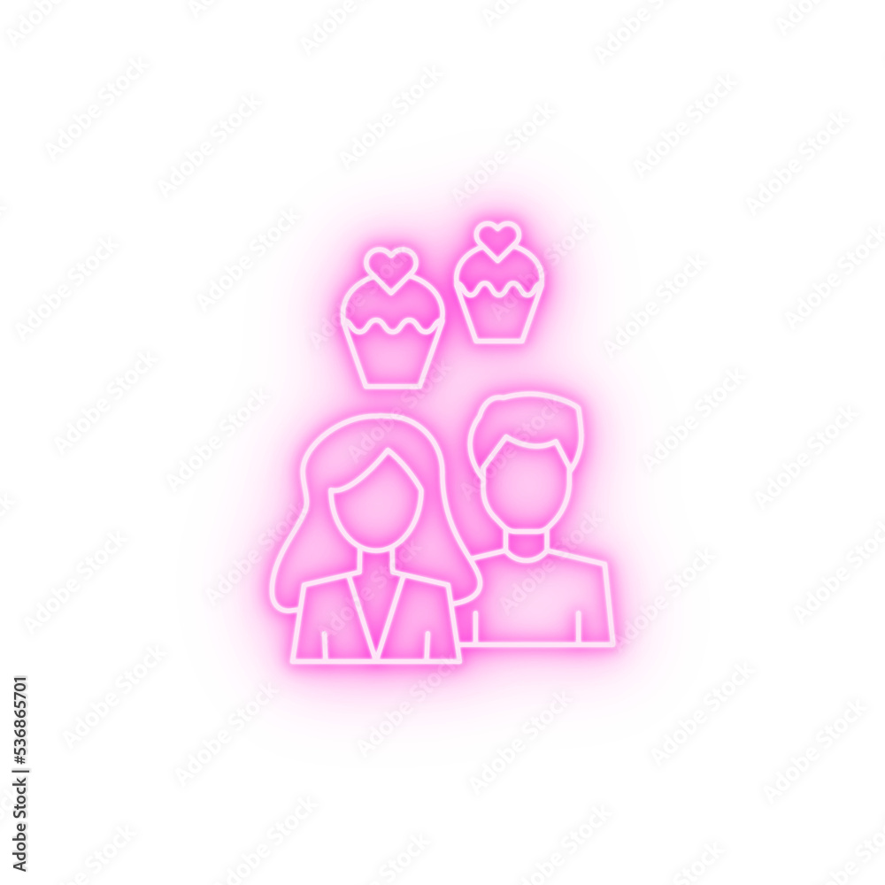 Man woman cupcake love neon icon Man woman cupcake love neon icon