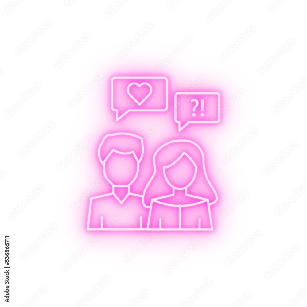 Fototapeta premium Man woman chat bubble neon icon
