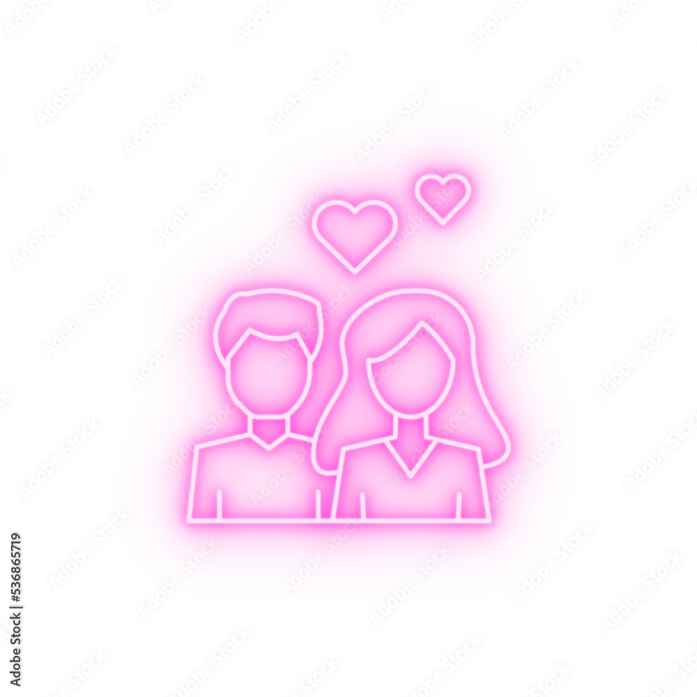 Woman man love heart neon icon Woman man love heart neon icon