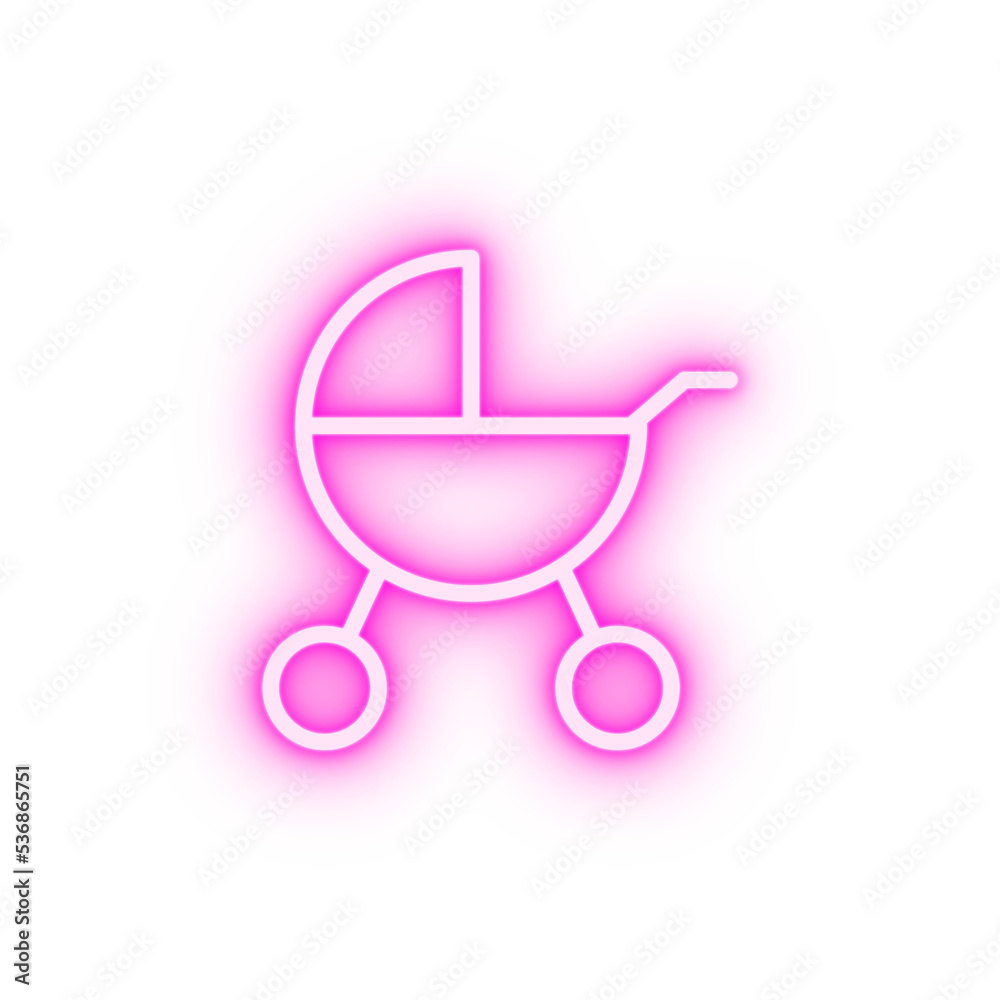 Pram child neon icon Pram child neon icon
