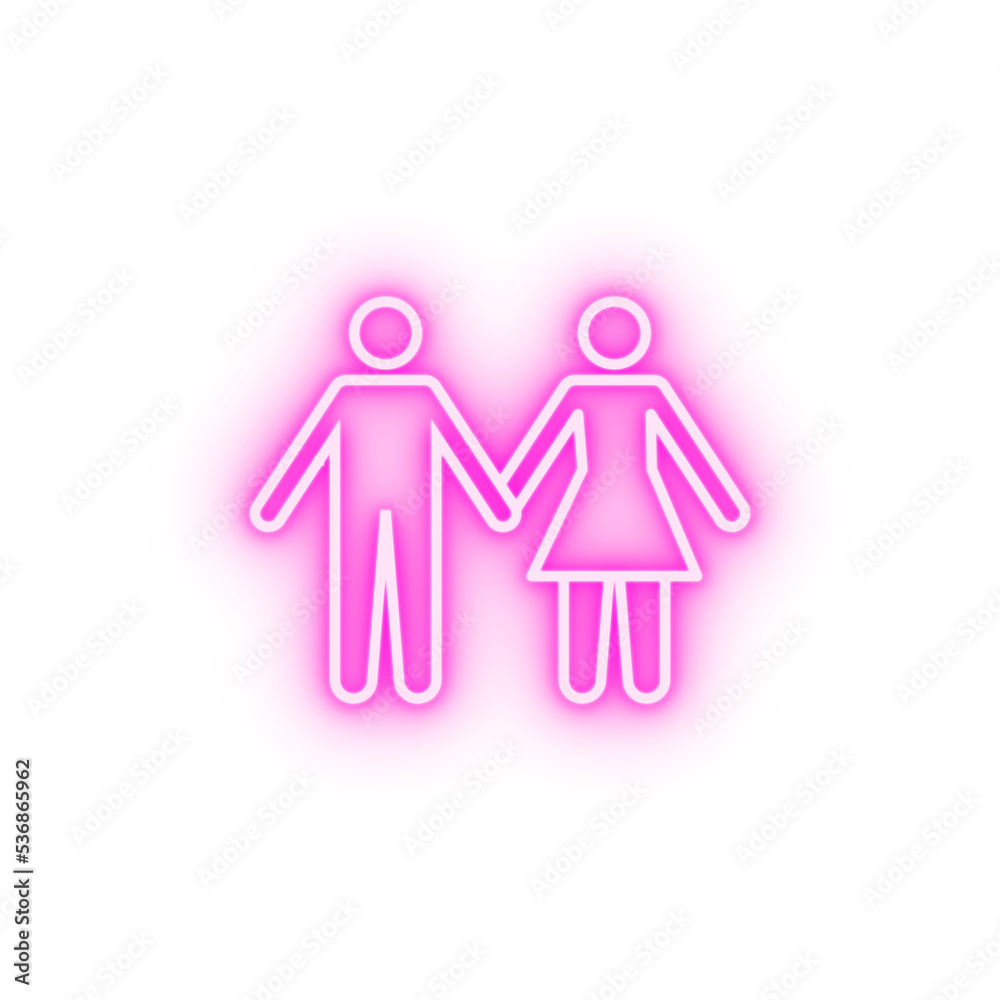 Man and woman line neon icon Man and woman line neon icon
