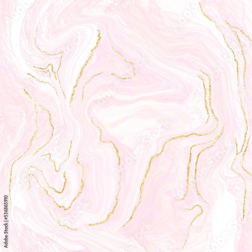 Pink Marble and golden lines Background