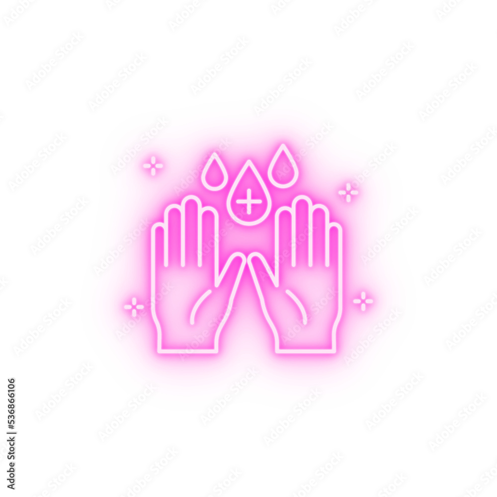 Hand drop neon icon