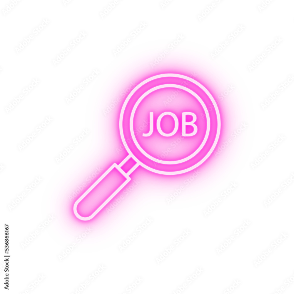 job search loupe neon icon job search loupe neon icon
