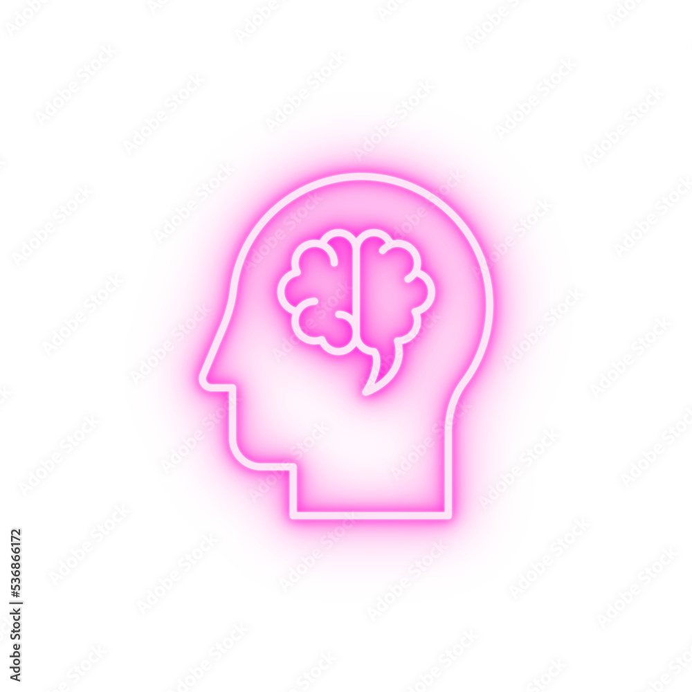 brain head interface neon icon