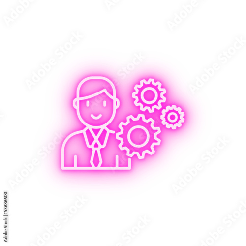 human resources gear neon icon