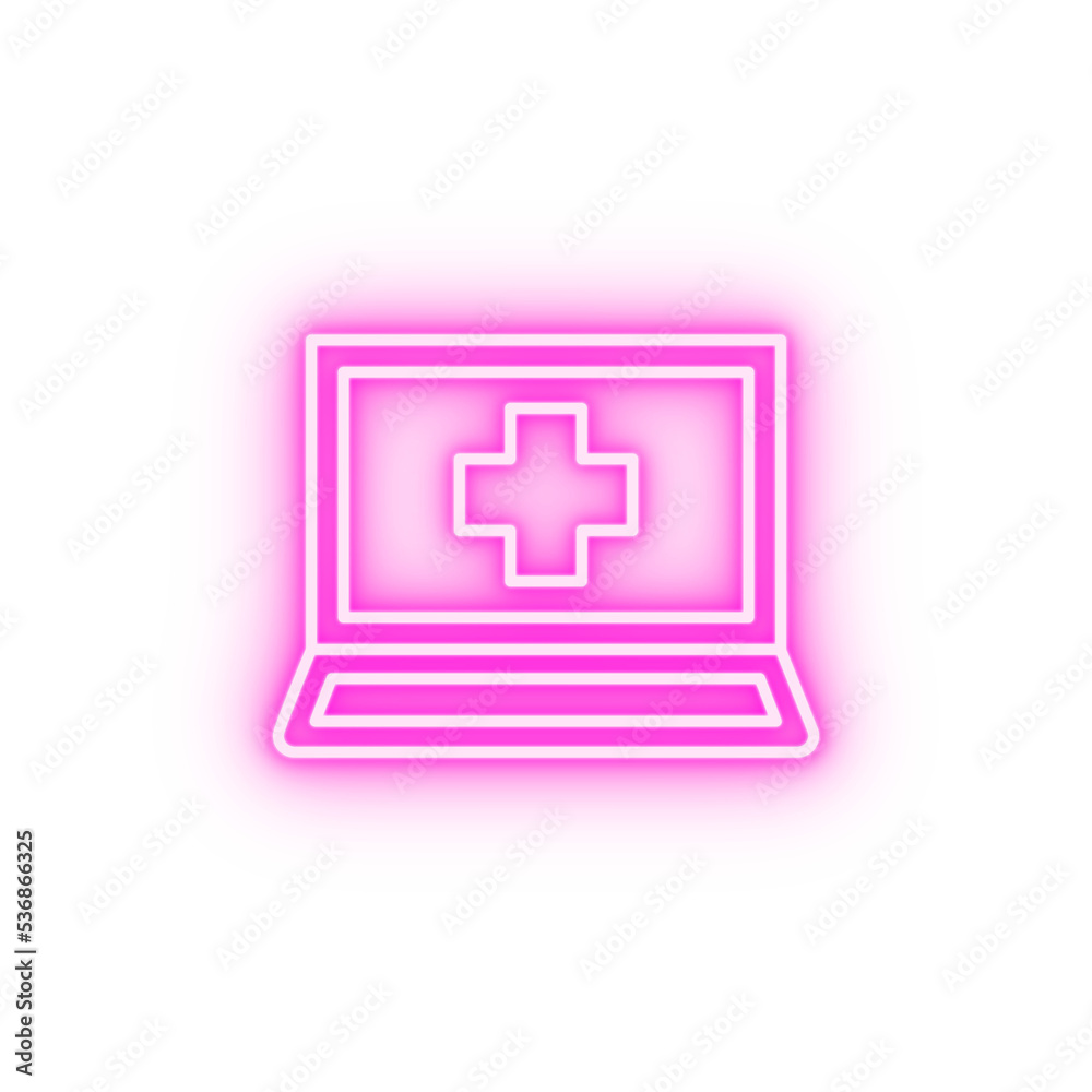health laptop healthcare online neon icon health laptop healthcare online neon icon