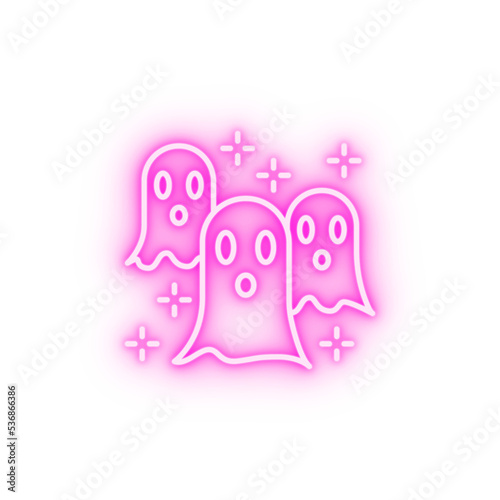 Halloween fear ghost horror nightmare paranormal spooky neon icon