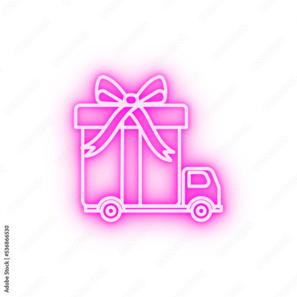 Delivery truck neon icon