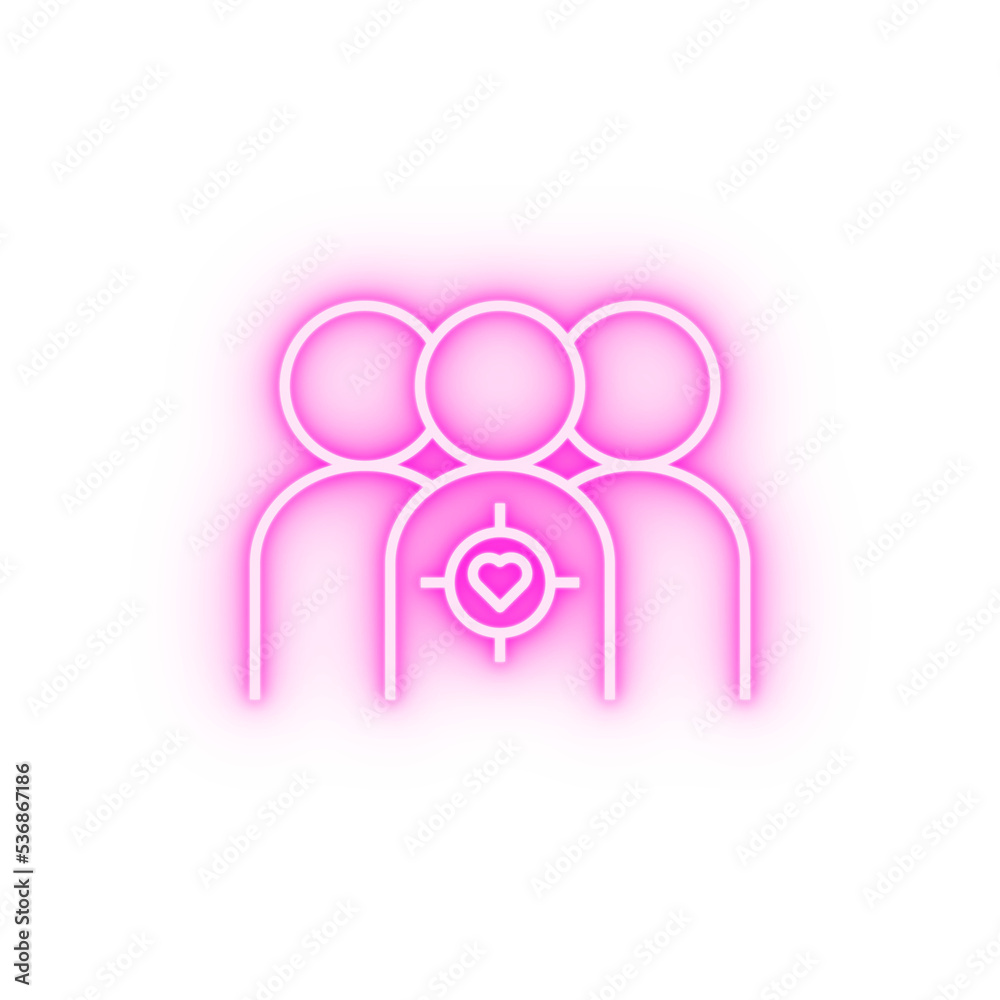 user target heart neon icon user target heart neon icon
