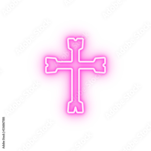 cross day of the dead mexico neon icon