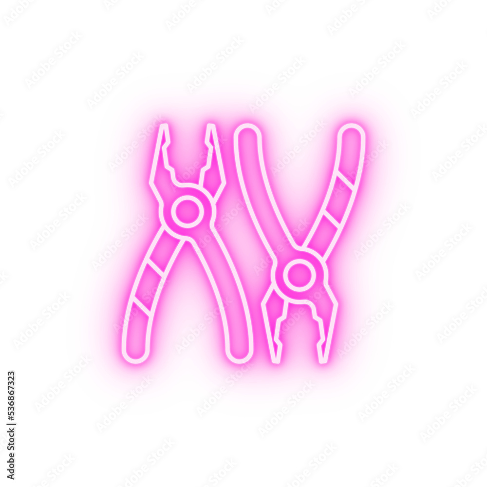 Pliers neon icon