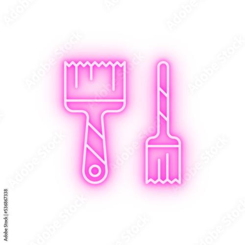 Paint brushes neon icon