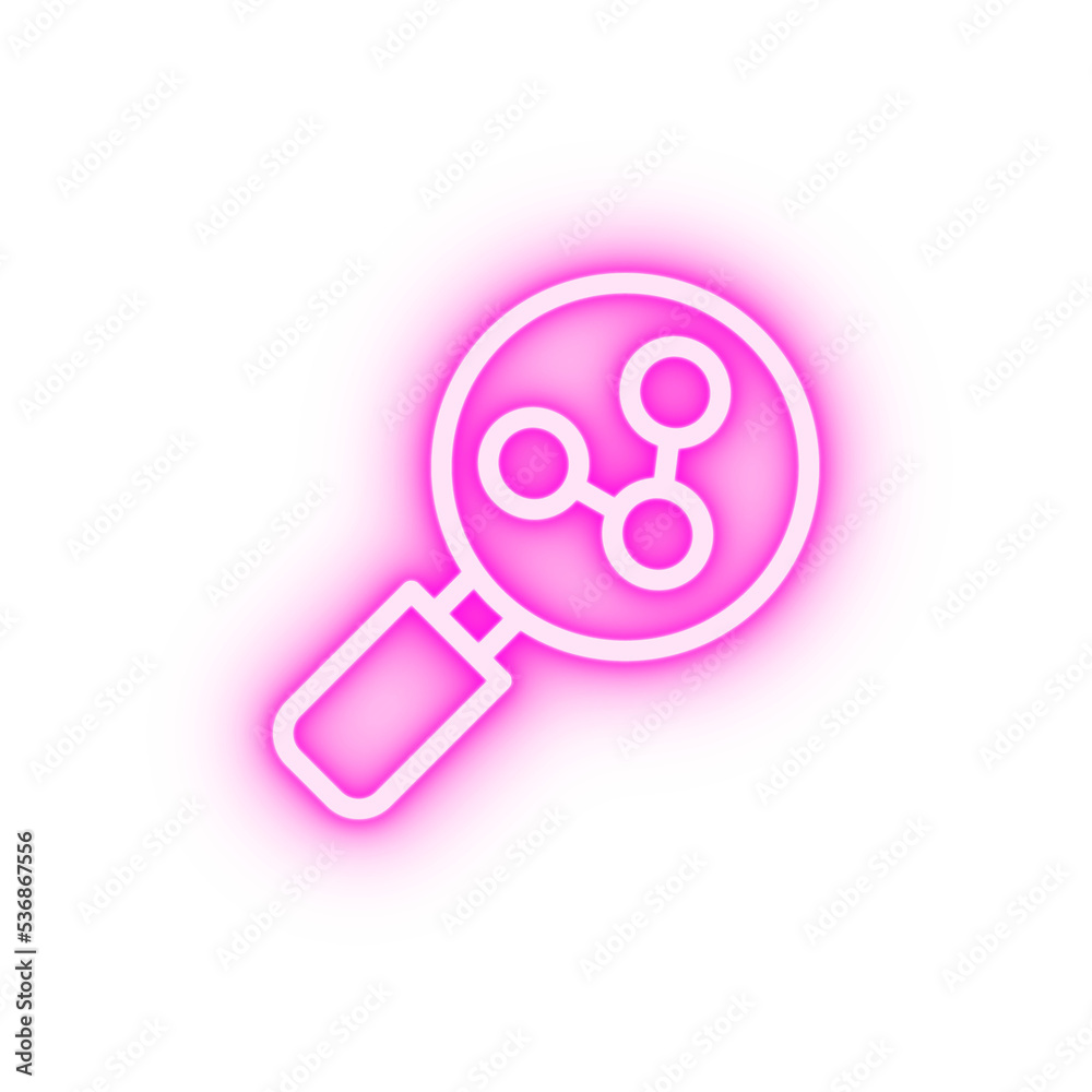 Magnifier molecule neon icon Magnifier molecule neon icon