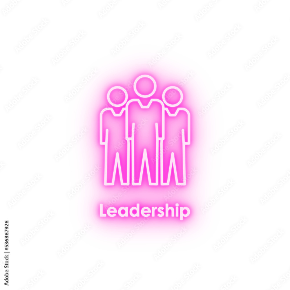 team work leader neon icon team work leader neon icon