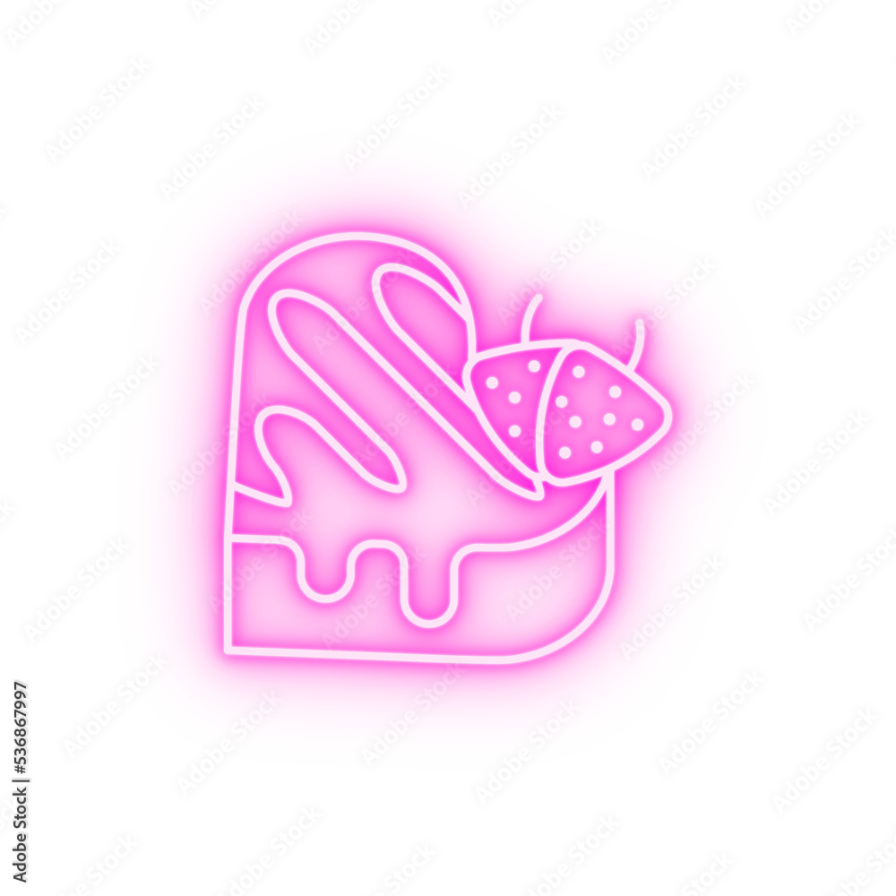Dessert strawberries heart romance neon icon Dessert strawberries heart romance neon icon