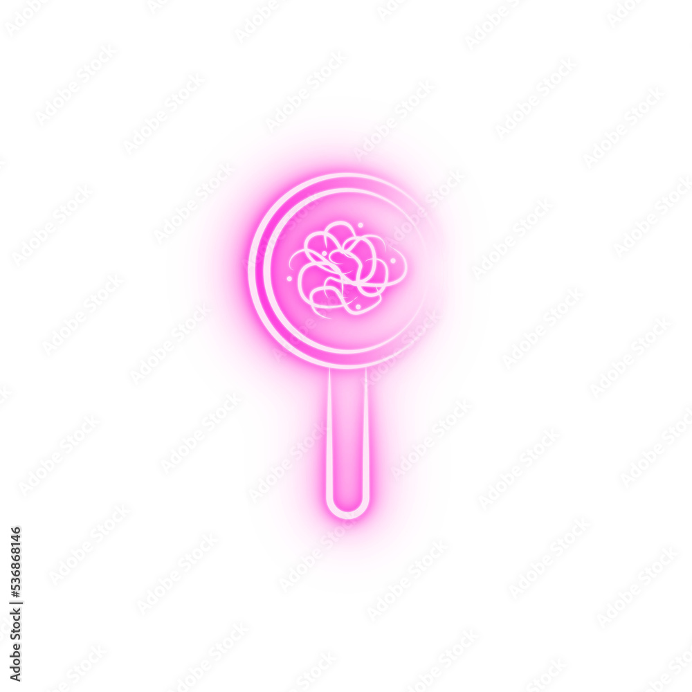 Magnifying glass Bacteria neon icon Magnifying glass Bacteria neon icon