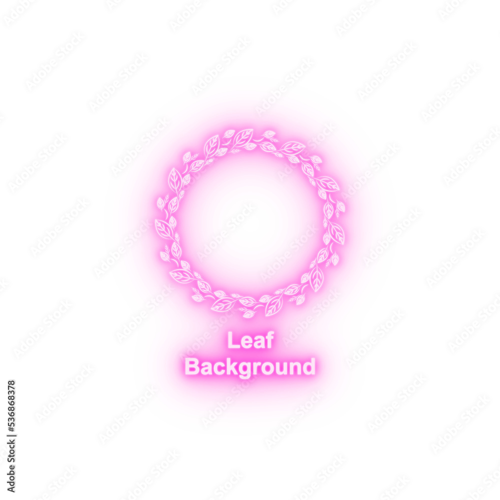 Leaf round background hand drawn in round neon icon Leaf round background hand drawn in round neon icon
