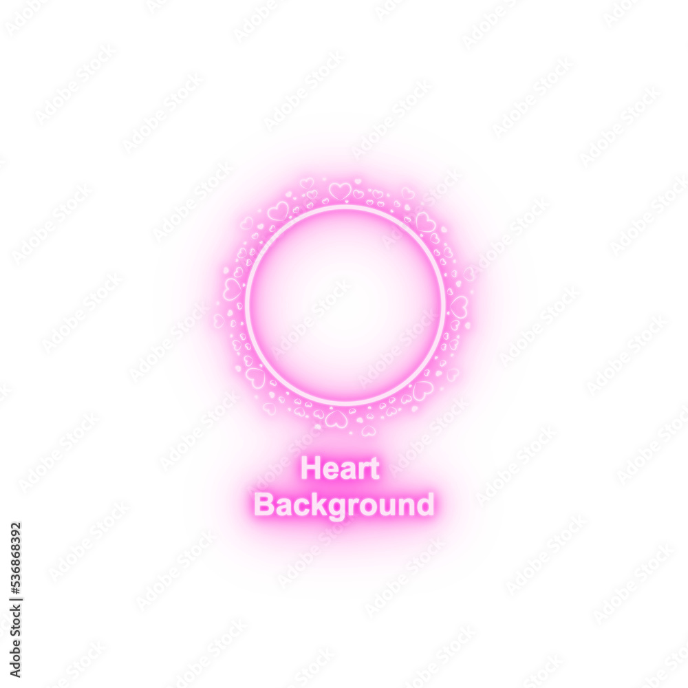 Obraz premium Heart round background hand drawn in round neon icon