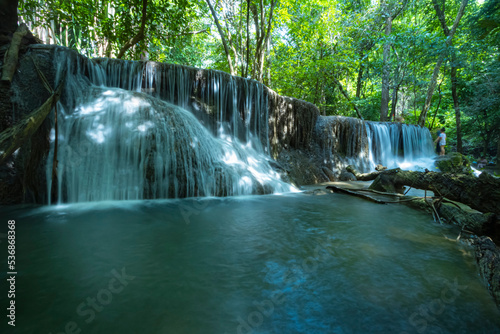 The beautiful waterfall in the national park of Thailand.